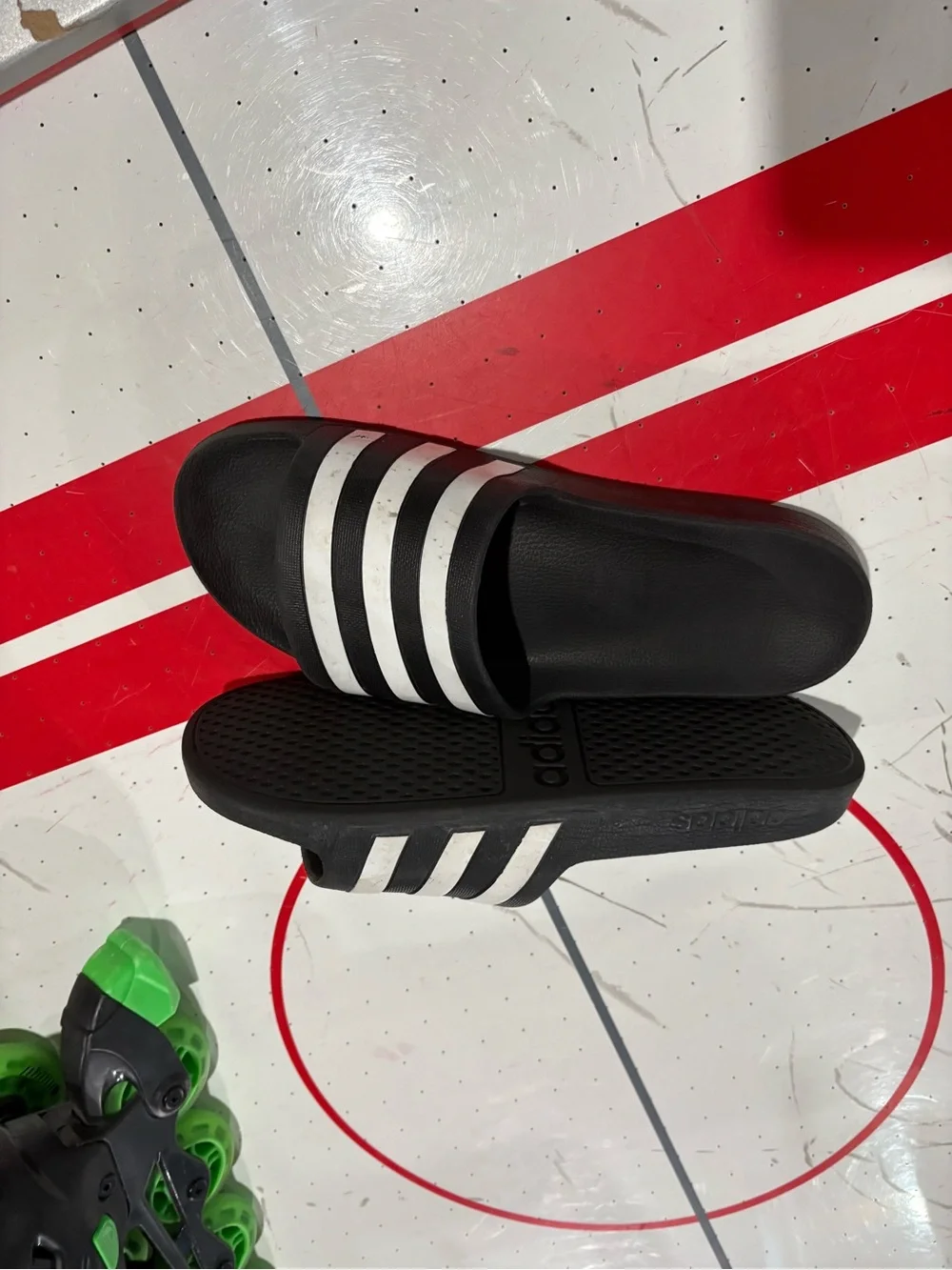 adidas Black and White Adilette Slide Sandals